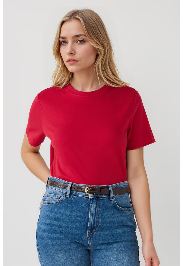 JIMMY KEY Tricou din bumbac cu decolteu la baza gatului - Rosu