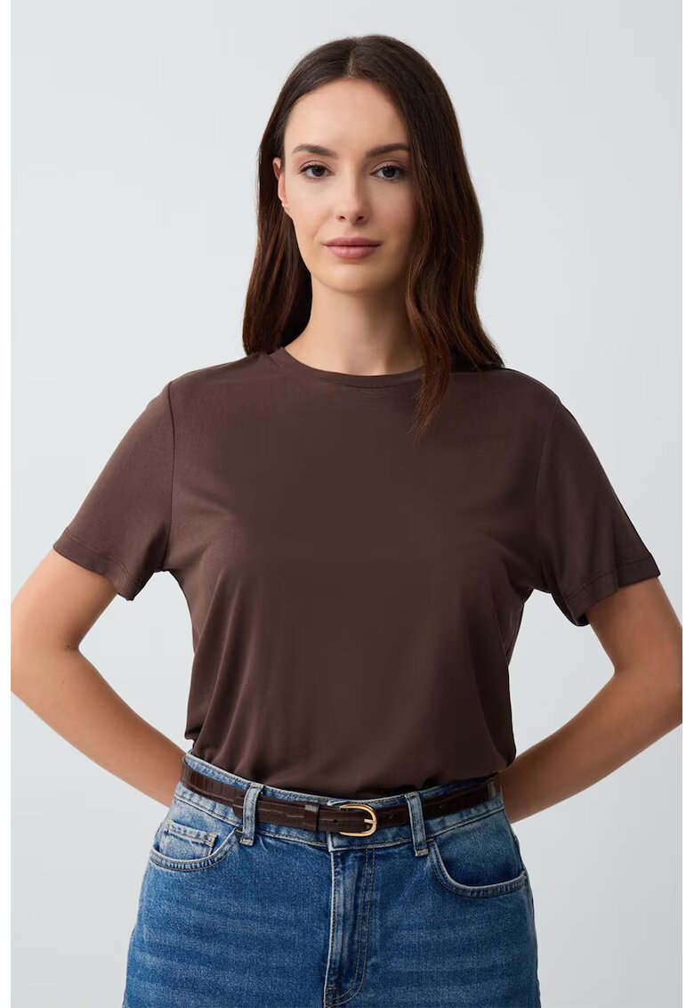 JIMMY KEY Tricou lejer din amestec de modal - Maro inchis