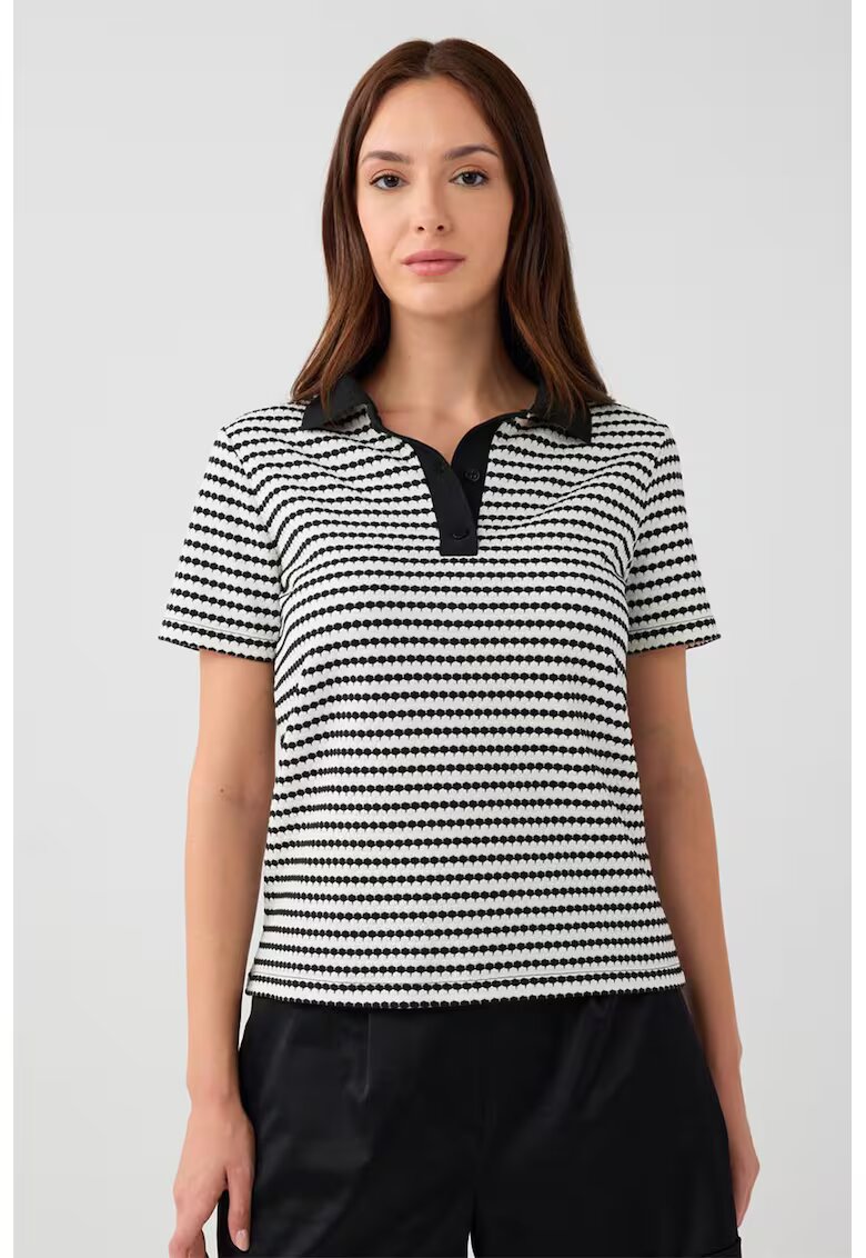 JIMMY KEY Tricou polo cu dungi - Negru/Alb murdar