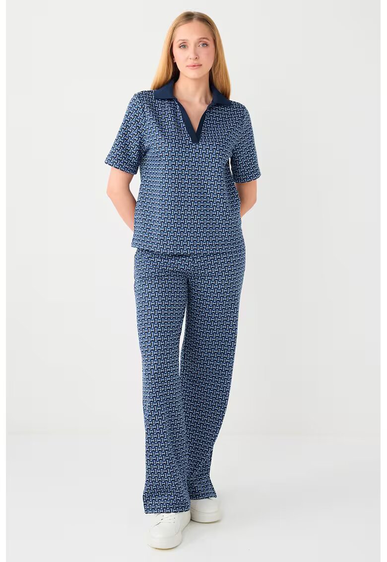 JIMMY KEY Tricou polo cu model geometric - Albastru inchis