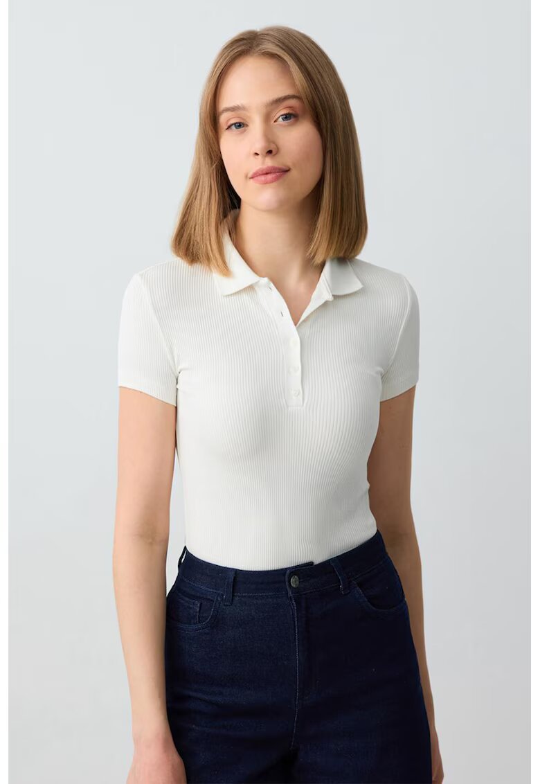 JIMMY KEY Tricou polo slim fit din amestec de modal - Alb