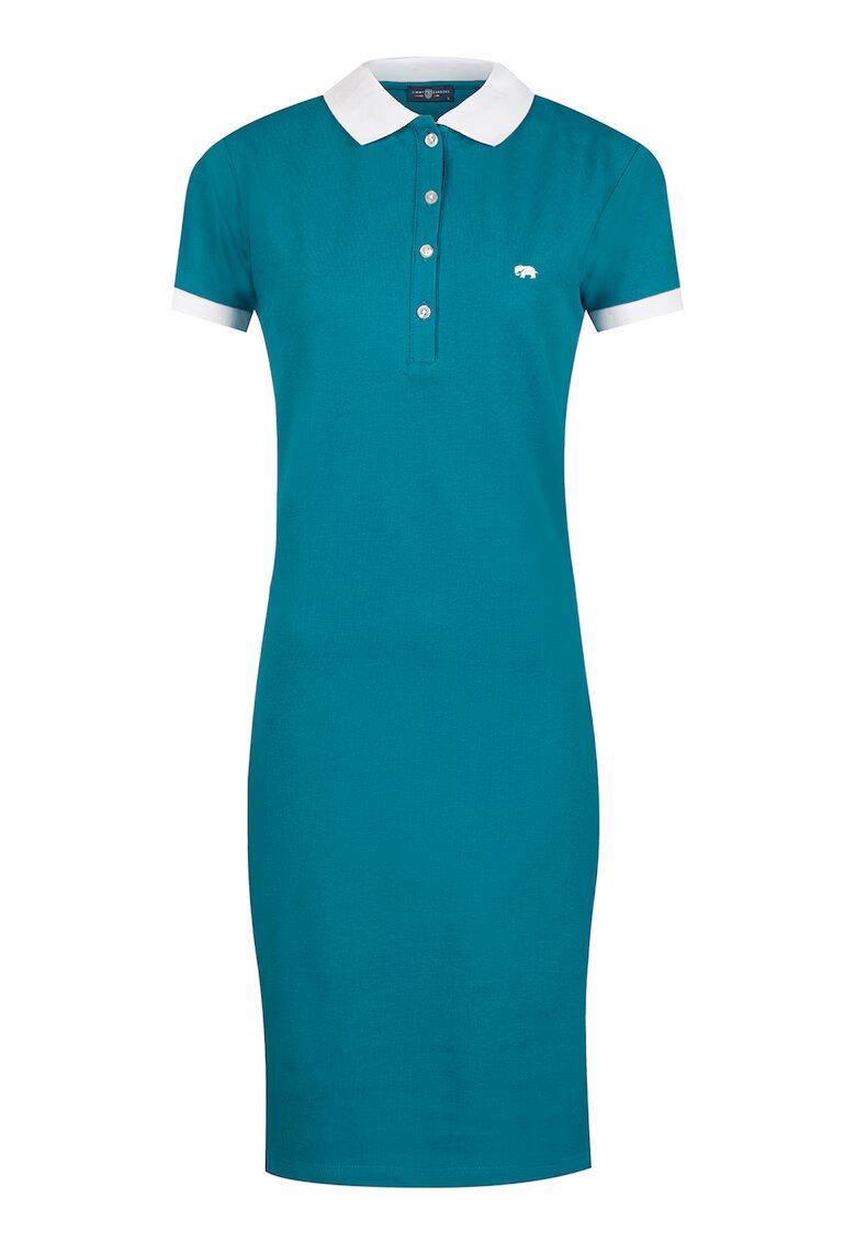 Jimmy Sanders Rochie polo din amestec de bumbac - Alb optic/Albastru petrol