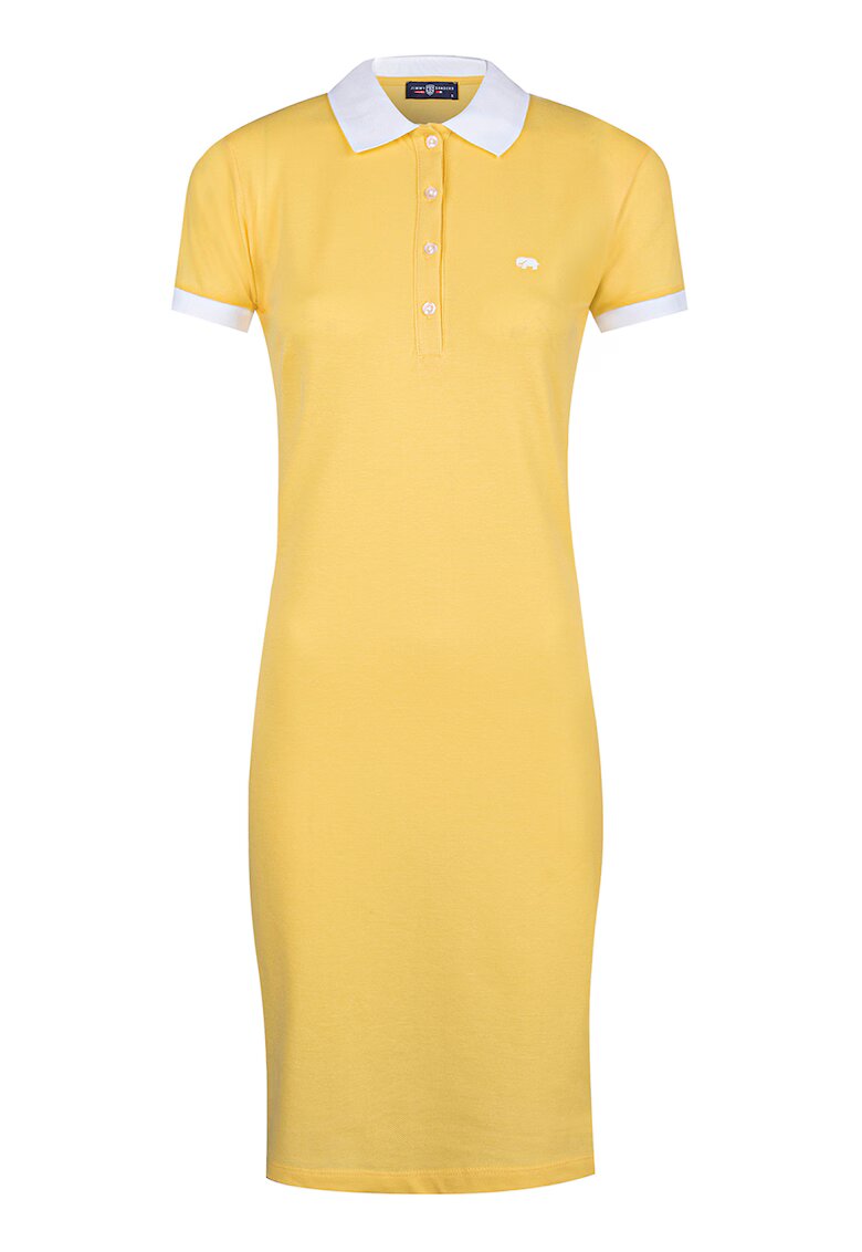 Jimmy Sanders Rochie polo din amestec de bumbac - Galben sofran/Alb optic