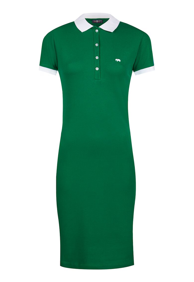 Jimmy Sanders Rochie polo din amestec de bumbac - Verde/Alb optic