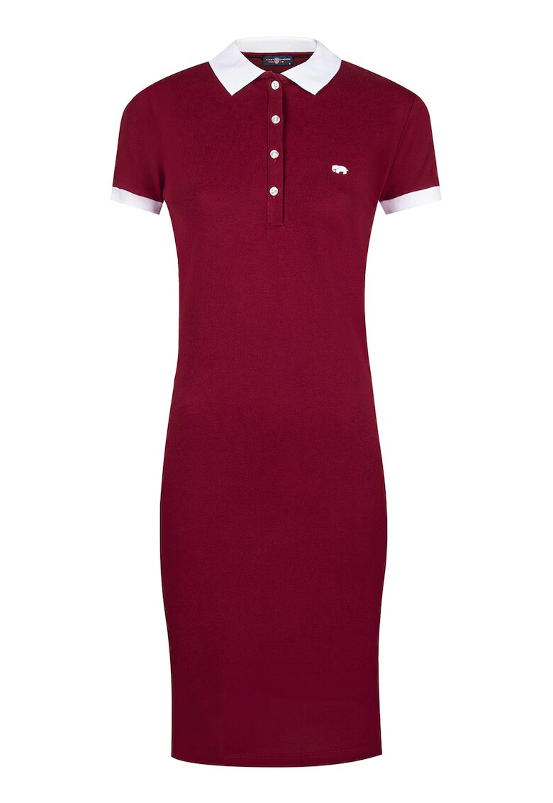 Jimmy Sanders Rochie polo din amestec de bumbac - Visiniu/Alb optic