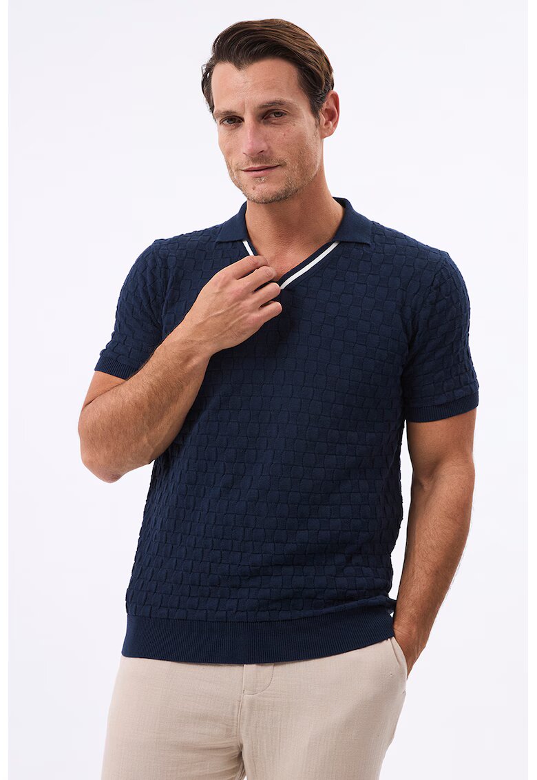 Jimmy Sanders Tricou polo din amestec de bumbac - Alb optic/Bleumarin