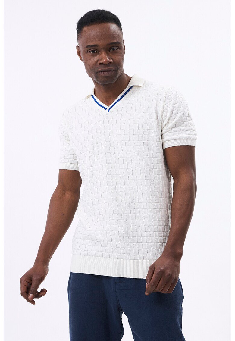 Jimmy Sanders Tricou polo din amestec de bumbac - Albastru inchis/Alb murdar