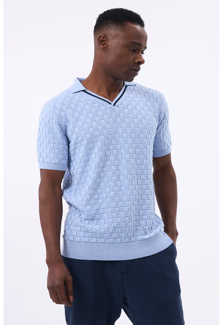 Jimmy Sanders Tricou polo din amestec de bumbac - Albastru pastel/Negru