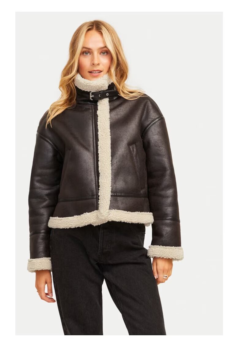 JJXX Geaca din imitatie de piele Yolanda 12259326 Maro Regular Fit - Piele ecologica