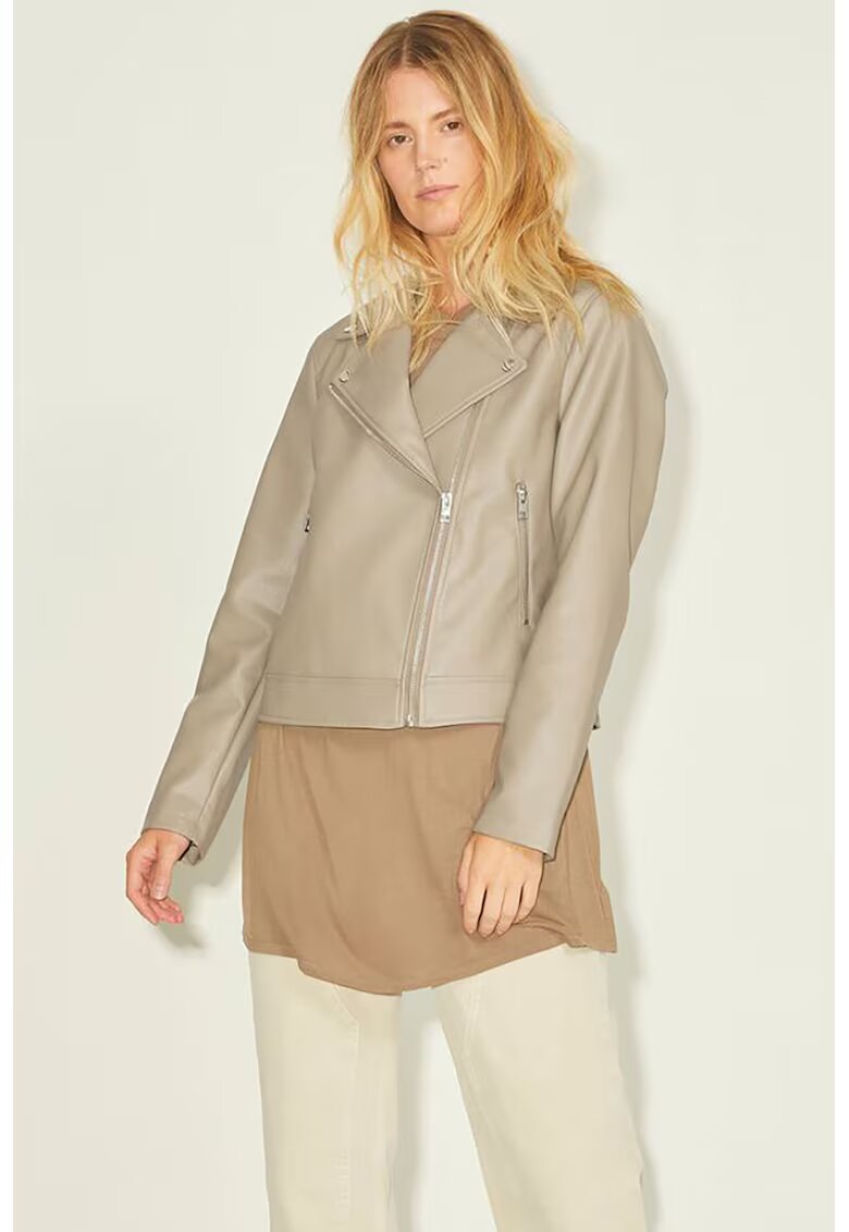 JJXX Jacheta biker din piele ecologica - Maro taupe deschis