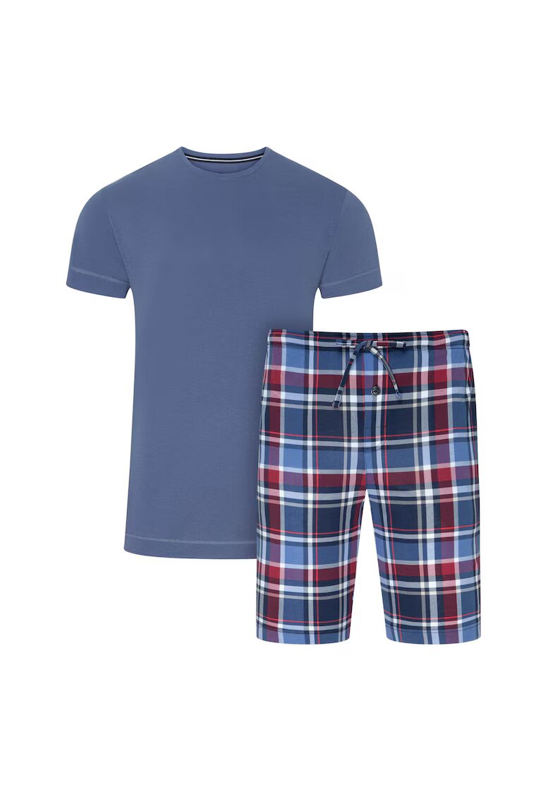 Jockey Pijama scurta din amestec de modal - Rosu/Albastru
