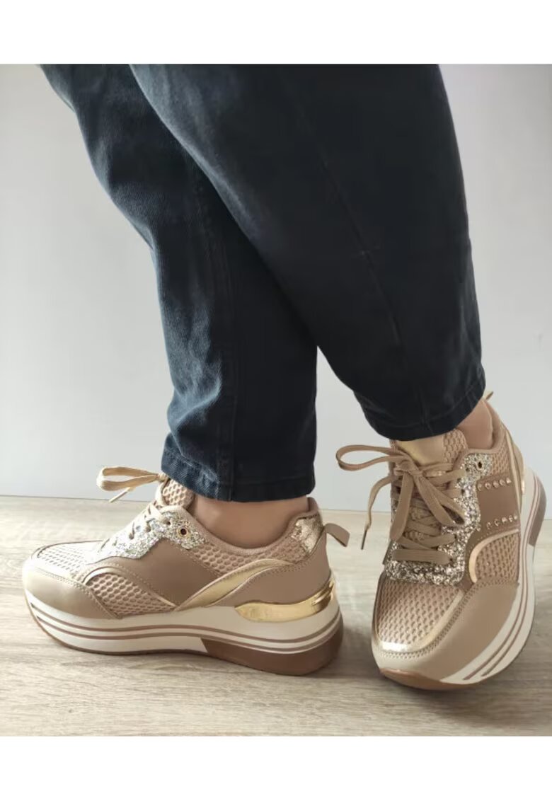 Jomix Pantofi Casual Dama Wsc250125-8 Bej Cu Auriu - Bej - Bej