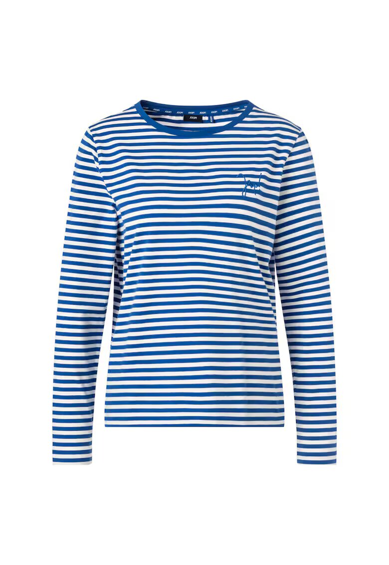 Joop Bluza in dungi cu logo brodat - Alb/Albastru royal