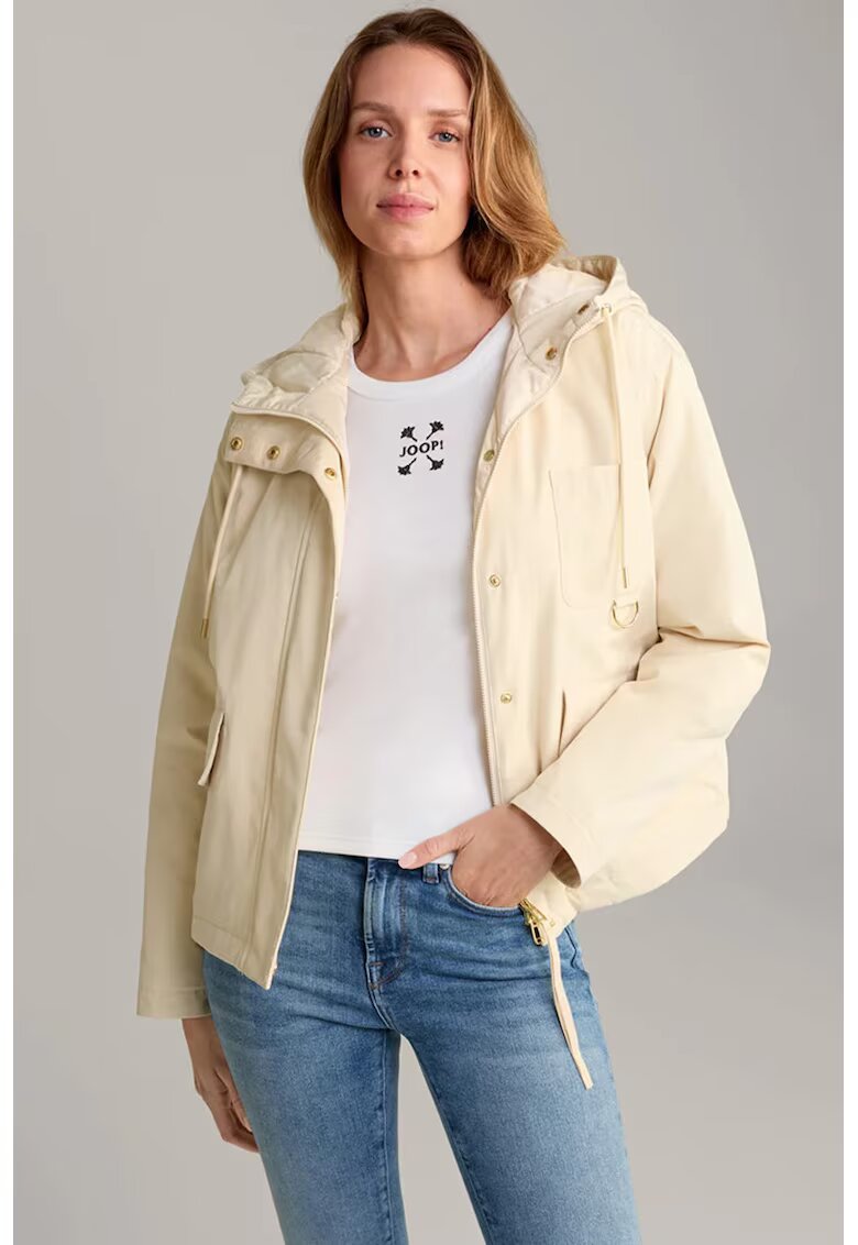 Joop Geaca crop supradimensionata cu gluga si buzunare frontale - Bej