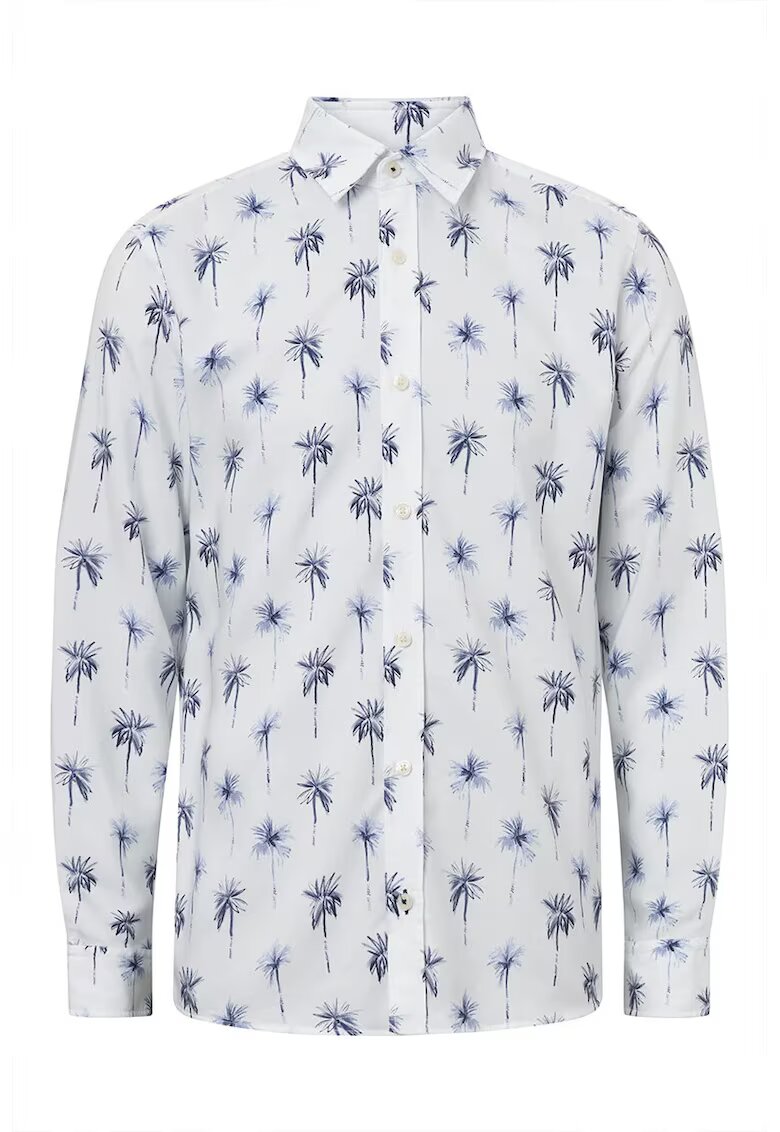 JOOP Jeans Cămașă regular fit cu mânecă lungă și imprimeu floral - Alb