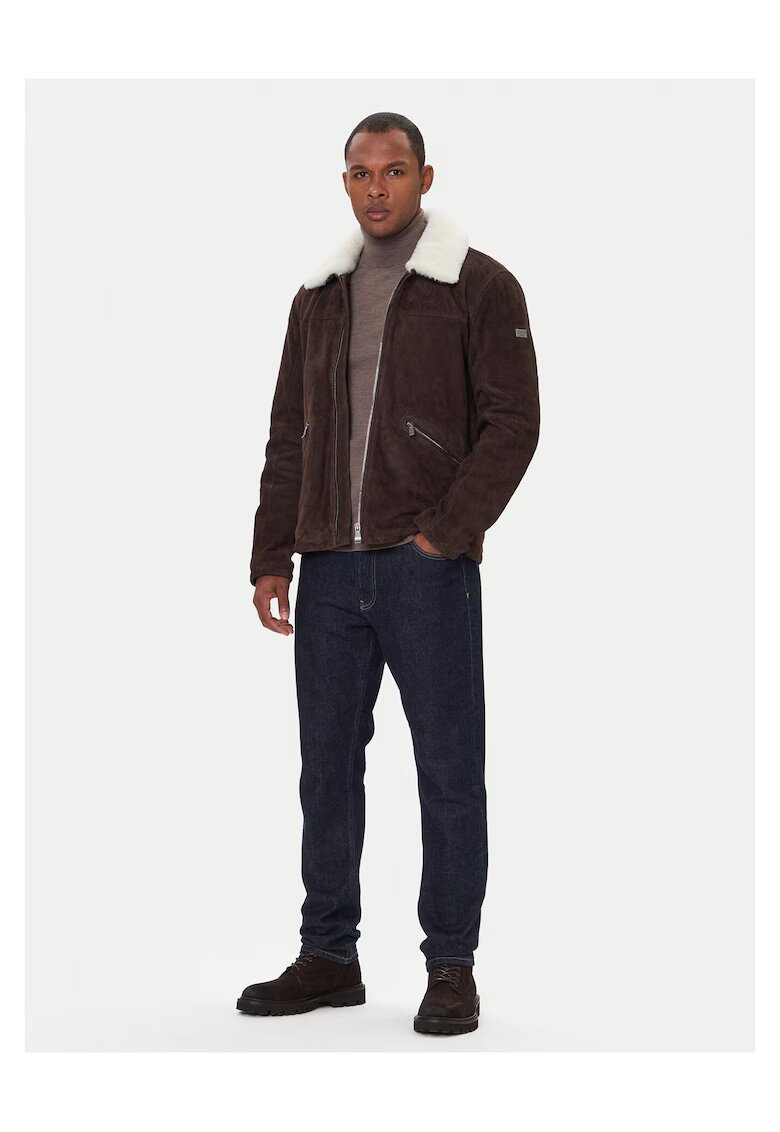 JOOP! Jeans Geaca de piele barbati - maro