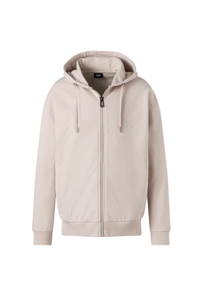 JOOP Jeans Hanorac cu fermoar si model monograma - Alb