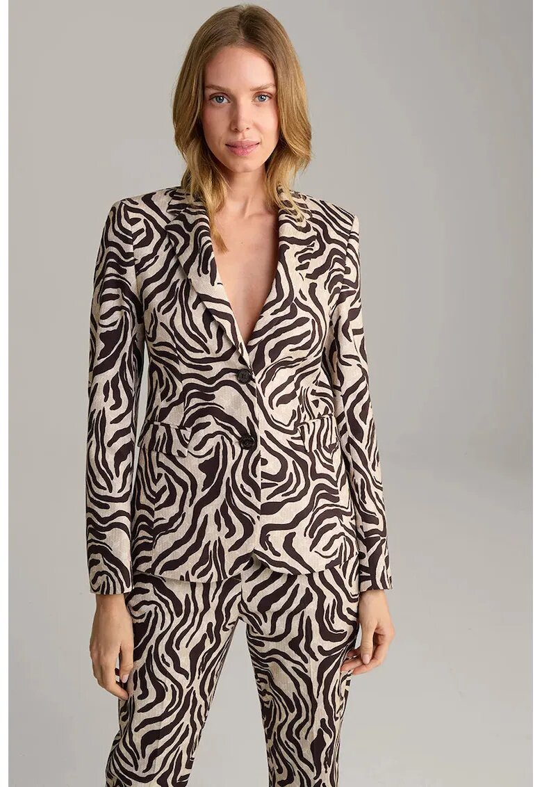 Joop Sacou cambrat - animal-print - cu buzunare frontale - Maro