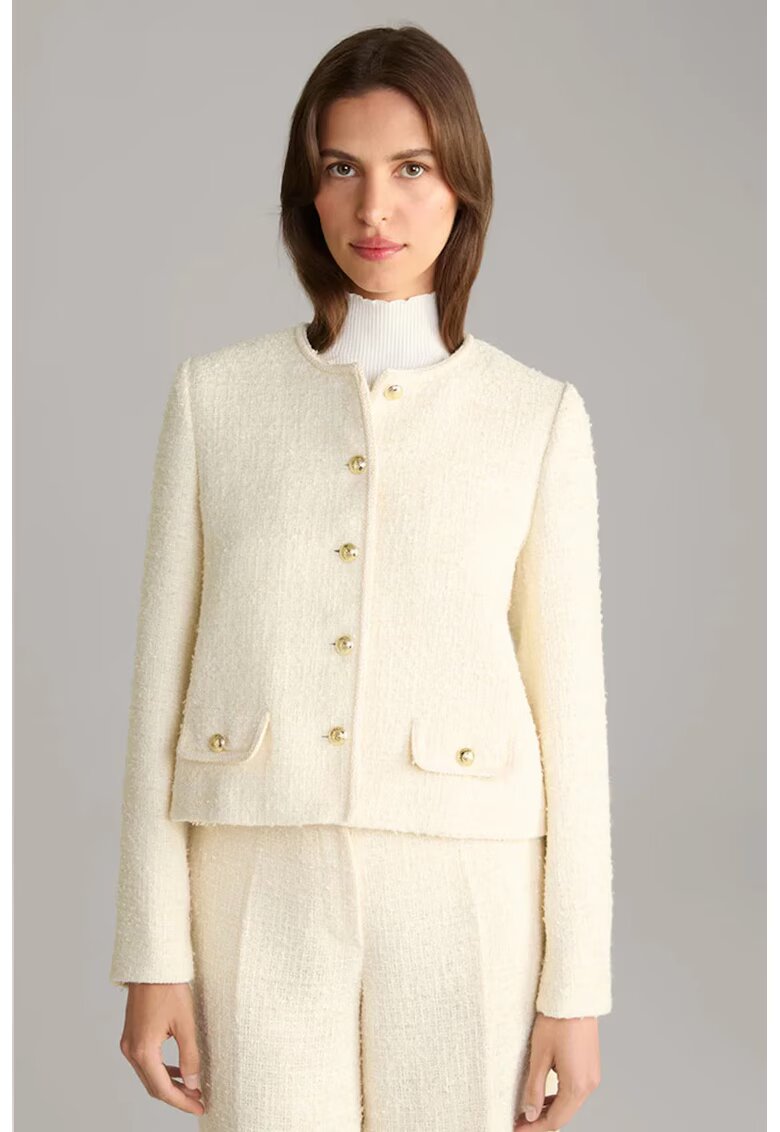 Joop Sacou crop - fara guler - cu inchidere prin nasturi tip butoni - Crem