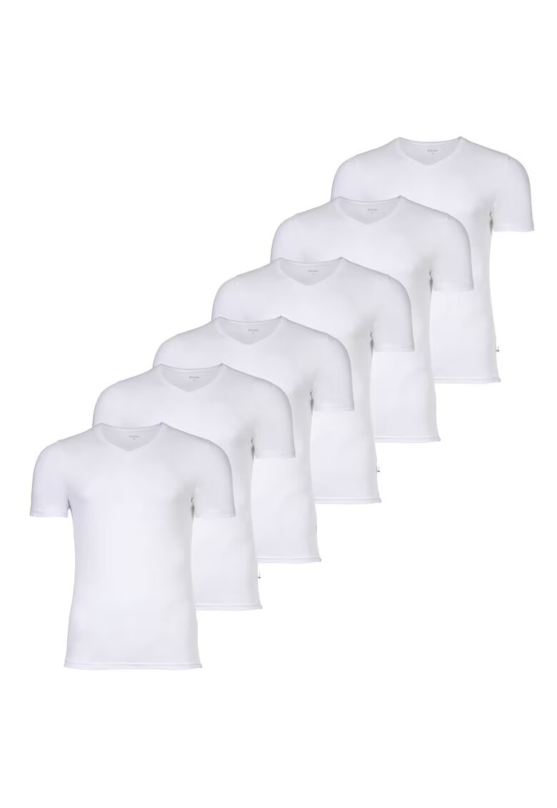 Joop Set de tricouri din amestec de bumbac cu decolteu in V - 6 piese - Alb