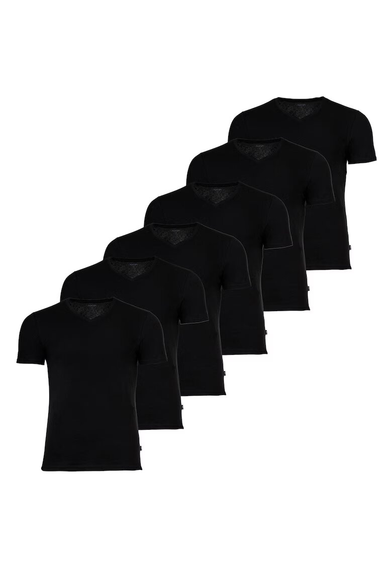 Joop! Set de tricouri din amestec de bumbac cu decolteu in V - 6 piese - Negru