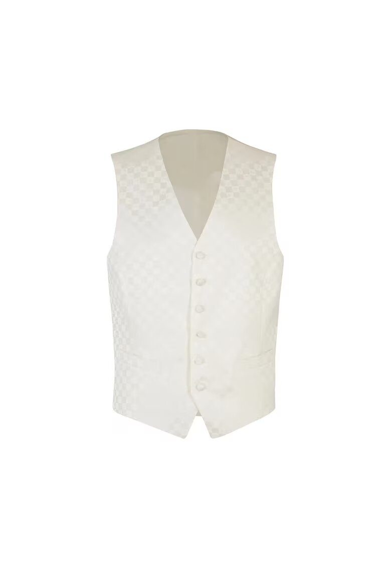 Joop! Vestă regular fit cu imprimeu în carouri și detalii tip logo - Crem