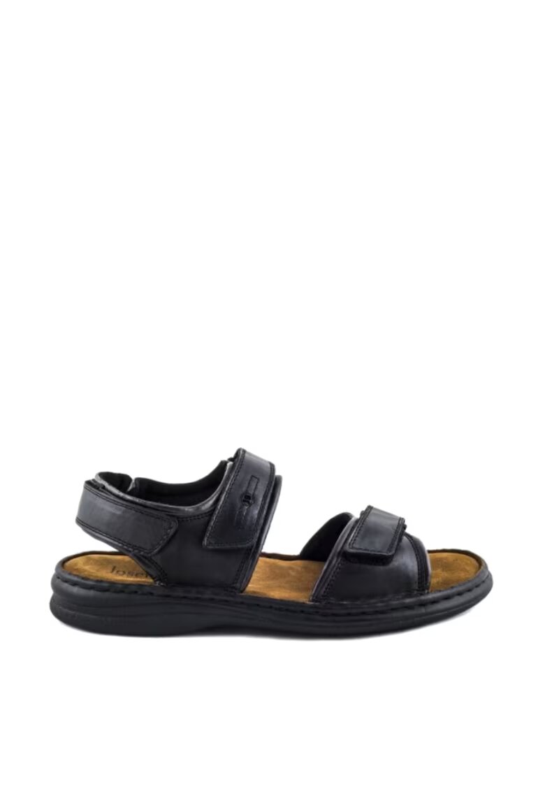 Josef Seibel Sandale barbati - piele naturala - fixare Velcro - negru