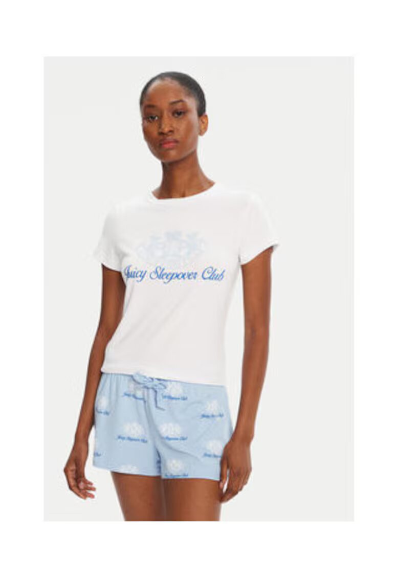 Juicy Couture Pijama pentru dama - poliester/elastan - alb/albastru