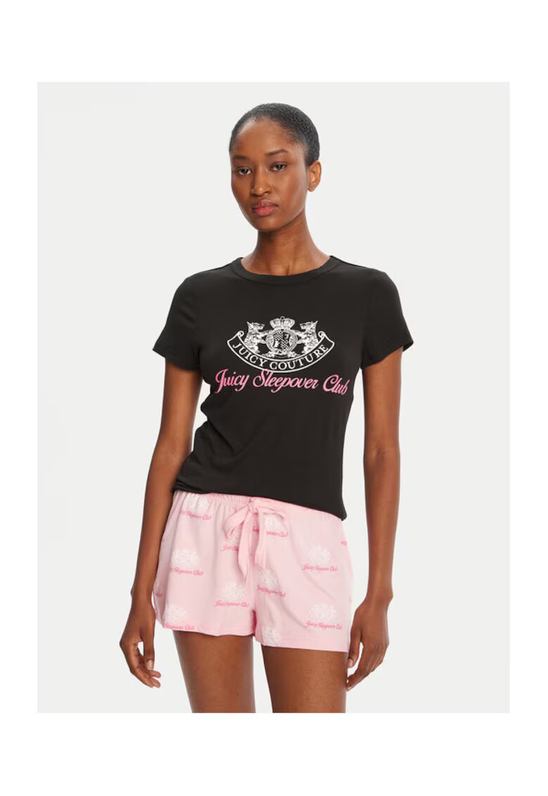 Juicy Couture Pijamale pentru dama - poliester/elastan - negru/roz
