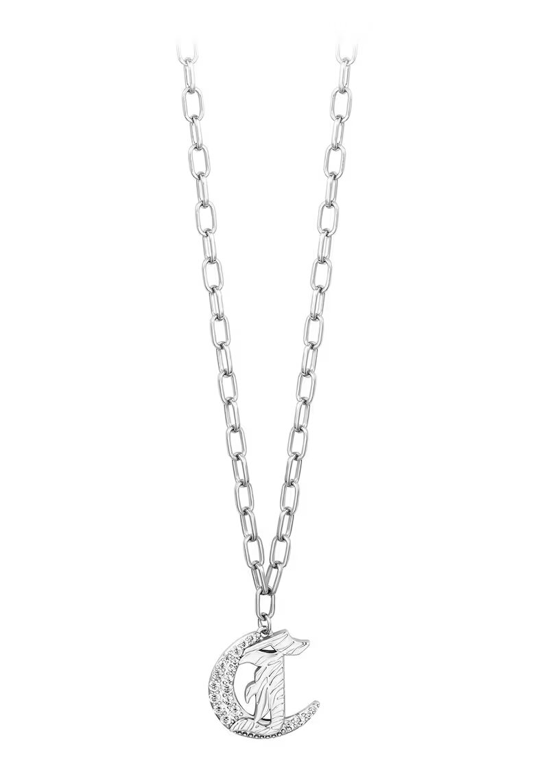 Just Cavalli Colier cu talisman logo - Argintiu