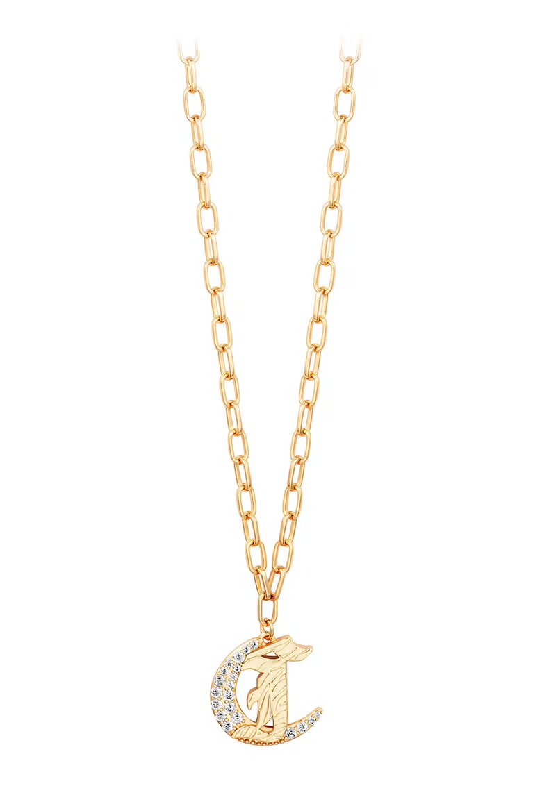 Just Cavalli Colier din alama cu talisman logo - Auriu