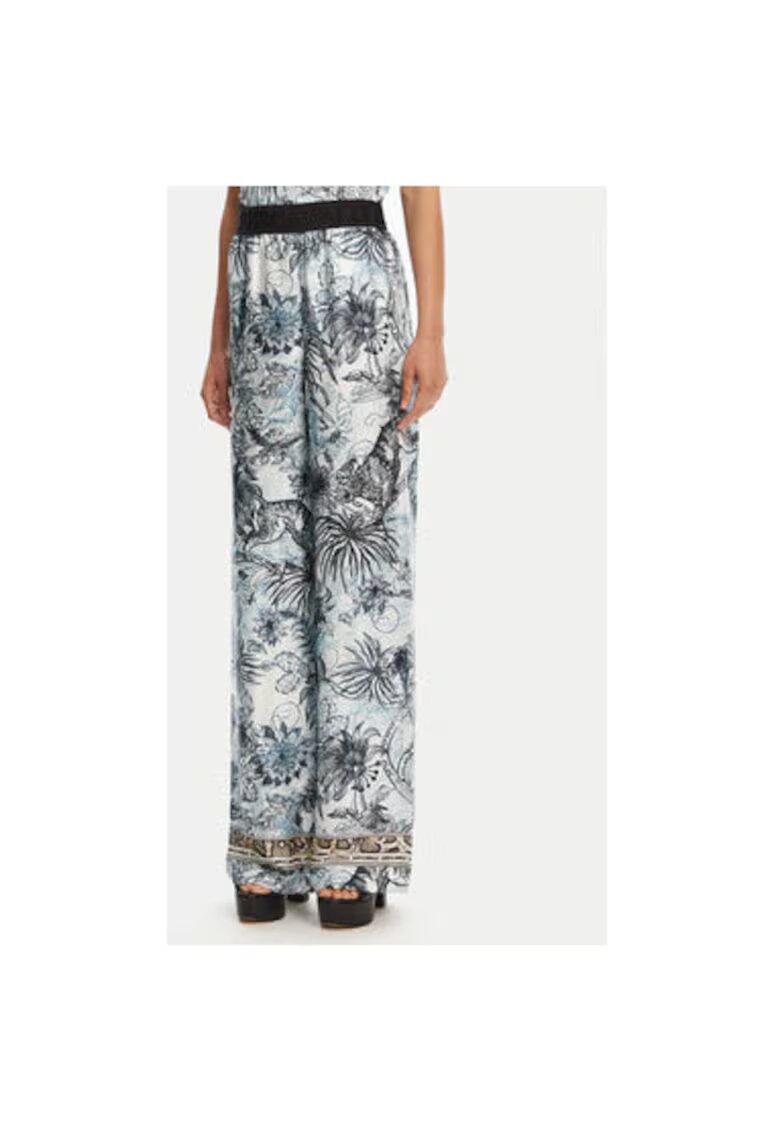 Just Cavalli Top dama Viscoza - Albastru/Gri - Gri/Albastru
