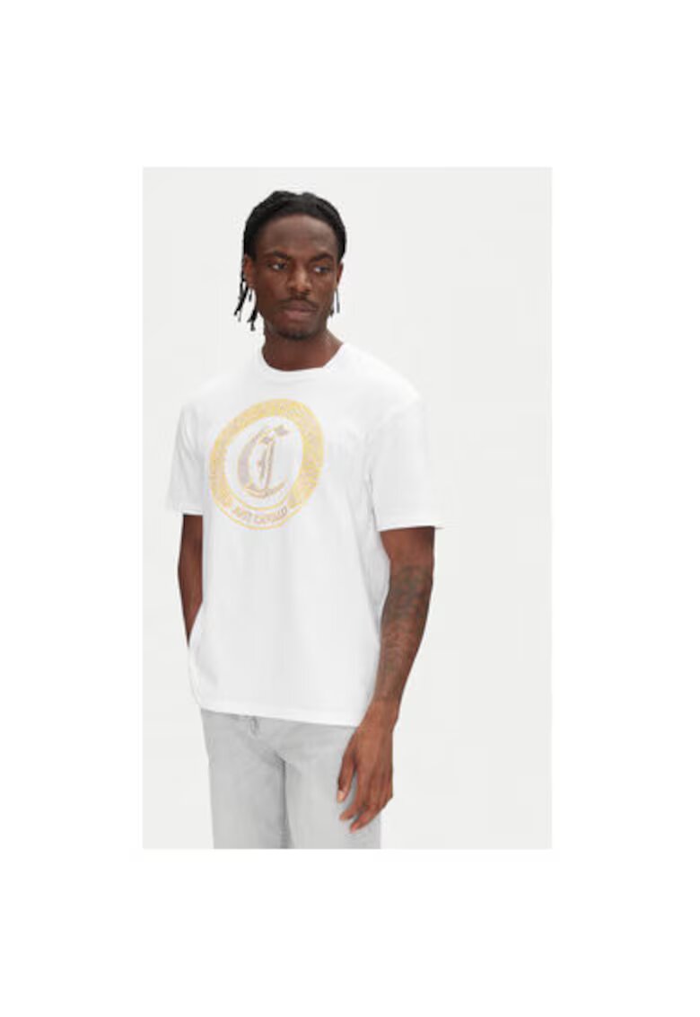 Just Cavalli Tricou barbati 78OAHE22 CJ110 - Bumbac - Alb - Alb