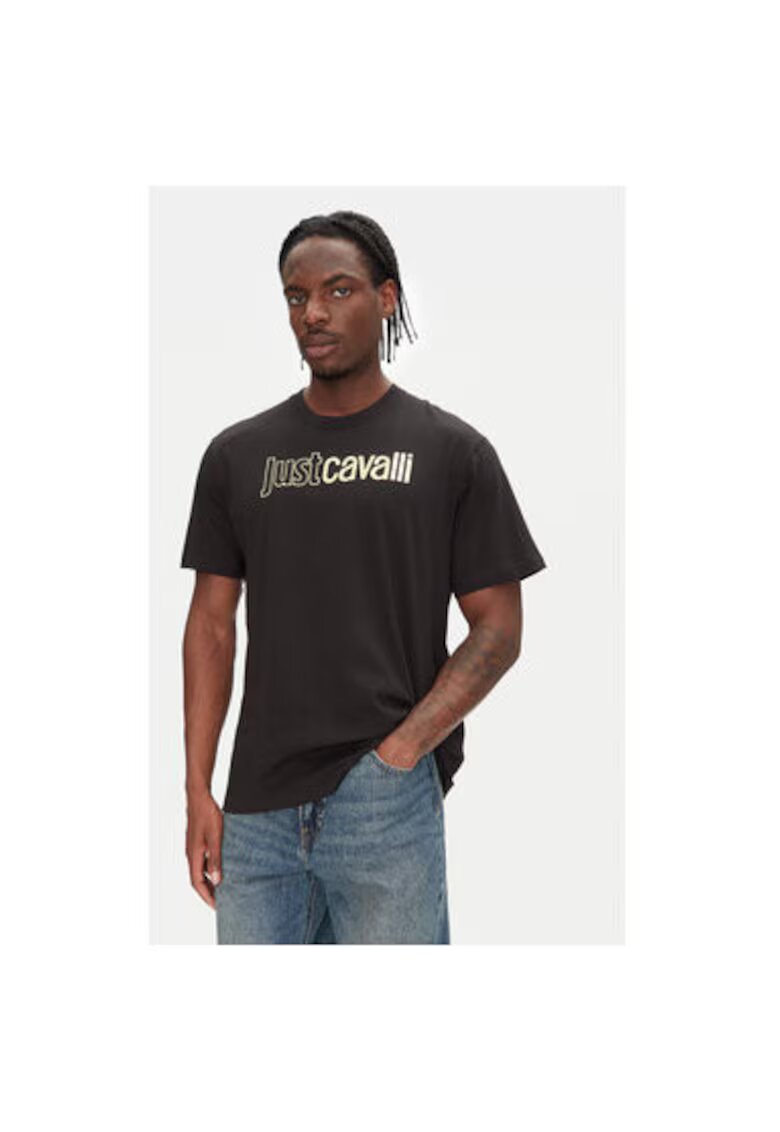 Just Cavalli Tricou barbati 78OAHT16 CJ500 - Bumbac - Negru - Negru