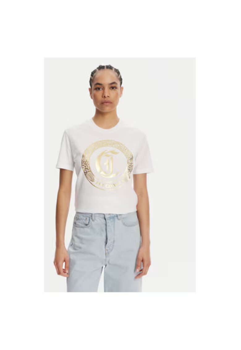 Just Cavalli Tricou dama 78PAHT01 CJ500 - Bumbac - Alb - Alb