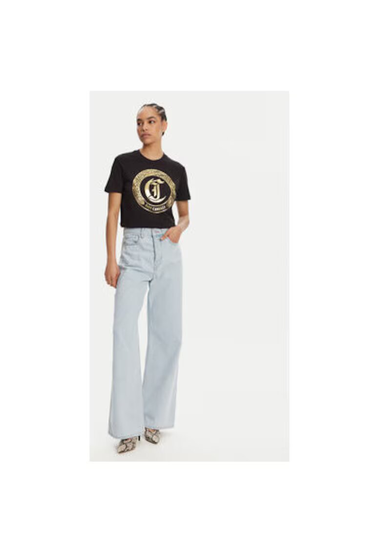 Just Cavalli Tricou dama 78PAHT01 CJ500 - Bumbac - Negru - Negru