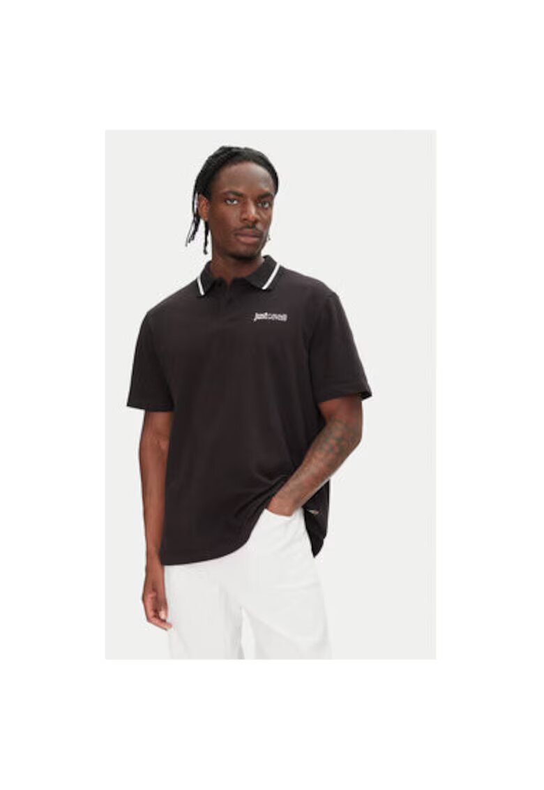 Just Cavalli Tricou polo barbati 78OAGT15 CJ506 - Bumbac - Negru - Negru