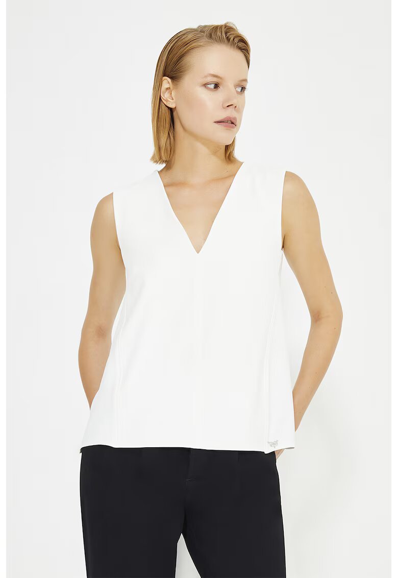 Just Like You Bluza cu decolteu in V - fara maneci - Alb