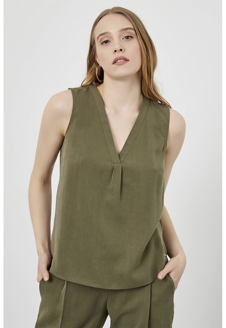 Just Like You Bluza din lyocell - fara maneci - Kaki