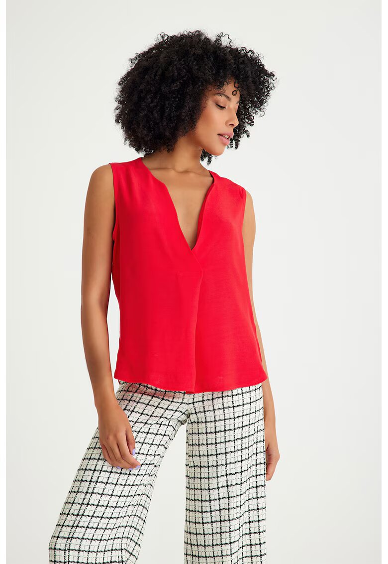 Just Like You Bluza lejera cu decolteu in V - Rosu