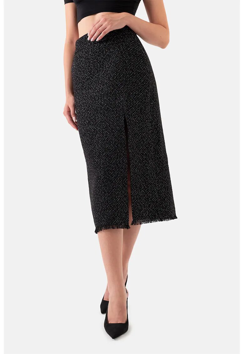 Just Like You Fusta midi cu slit lateral - Negru