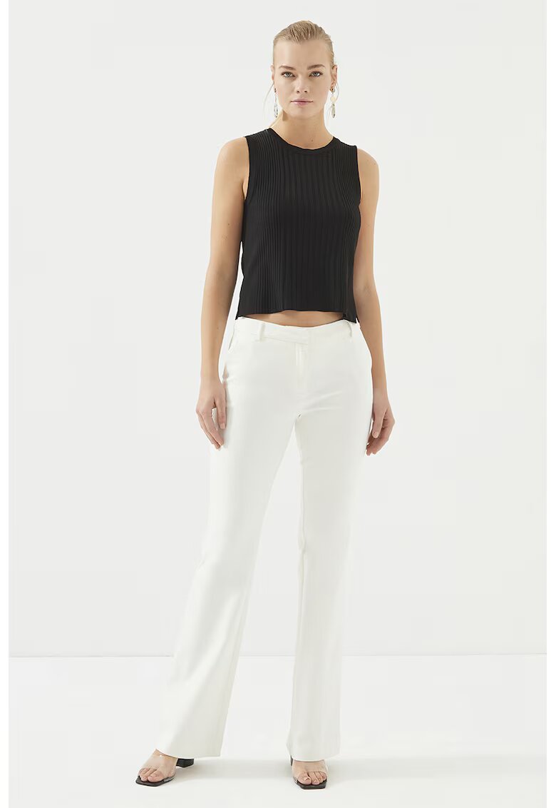 Just Like You Pantaloni bootcut cu talie medie - Alb optic