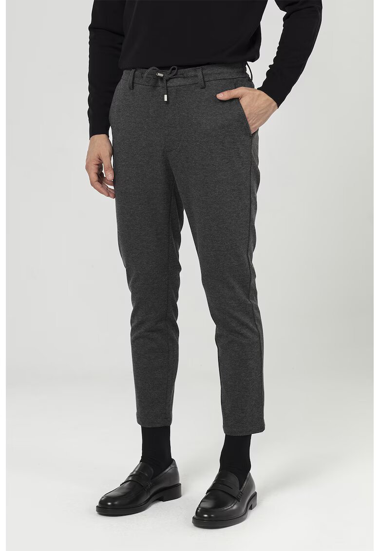 Just Like You Pantaloni conici crop - Negru/Gri inchis