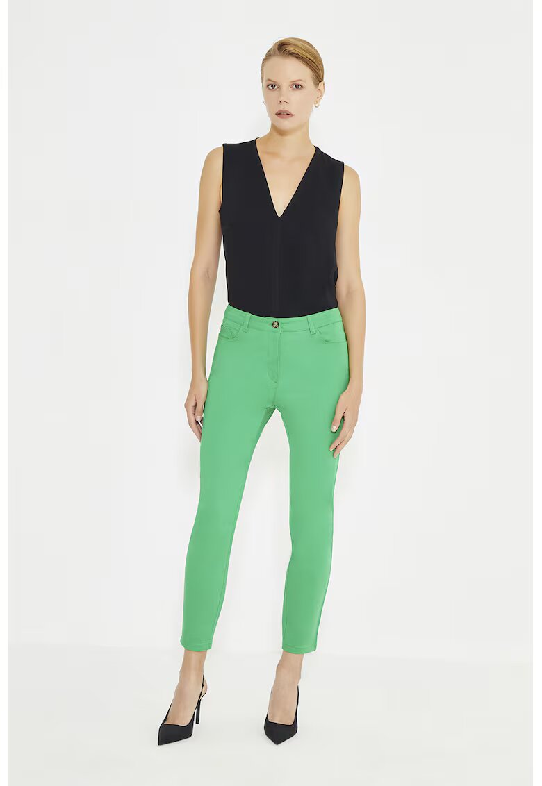 Just Like You Pantaloni crop cu croiala slim-fit - Verde