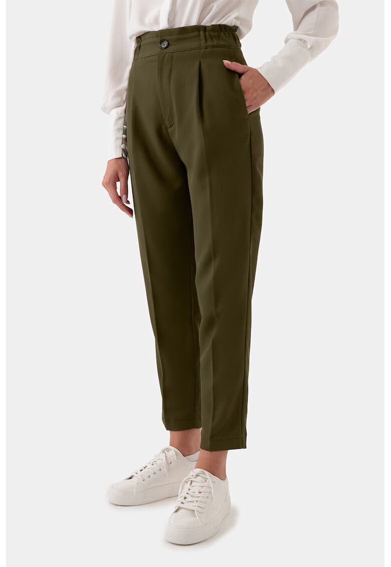Just Like You Pantaloni crop cu talie inalta - Kaki