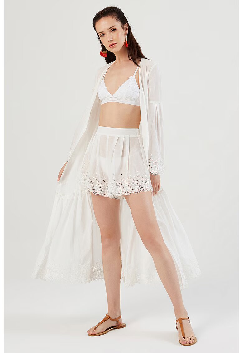 Just Like You Rochie cu broderie si decolteu in V - Alb