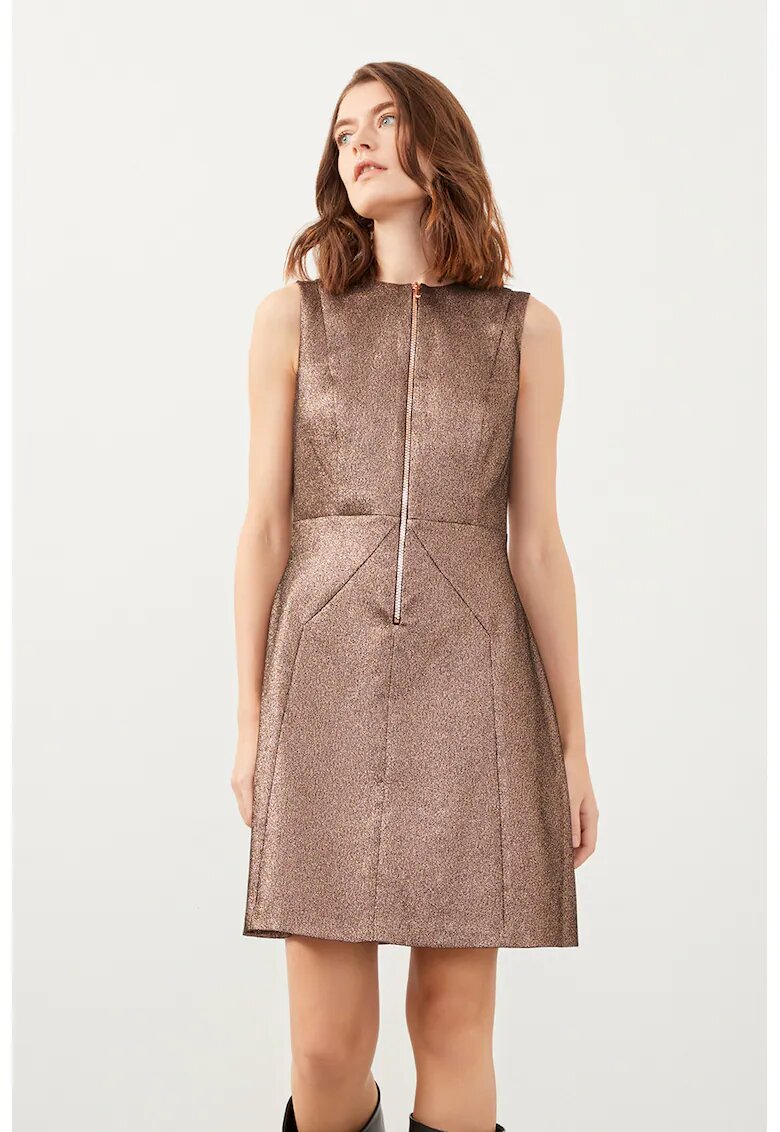 Just Like You Rochie cu croiala in A si aspect metalizat - Maro taupe
