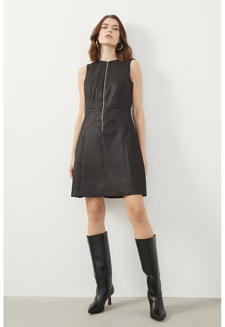 Just Like You Rochie cu croiala in A si aspect metalizat - Negru stins