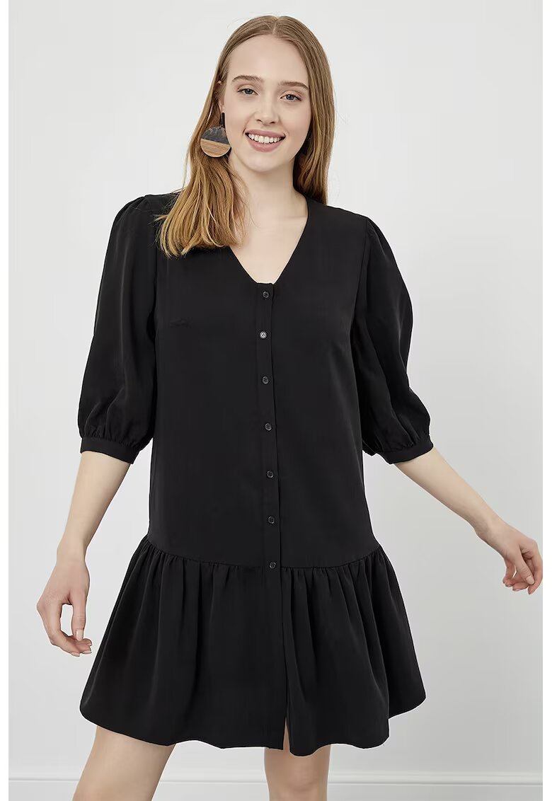 Just Like You Rochie lejera cu maneci 3/4 - Negru