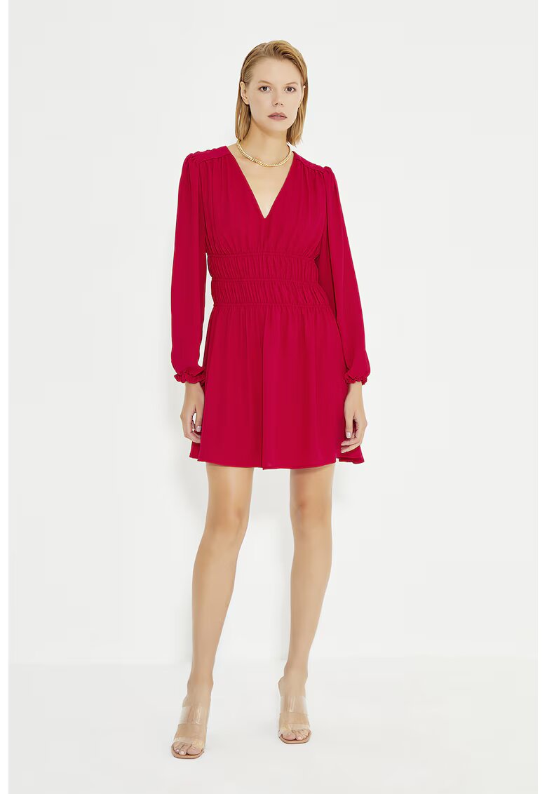 Just Like You Rochie scurta cu decolteu si talie transparenta - Rosu vermillion